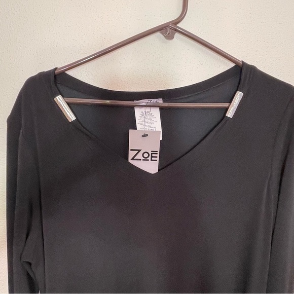 ZOE by Michael Phillips Black Handkerchief Dress With Embellished Collar - Picture 8 of 16